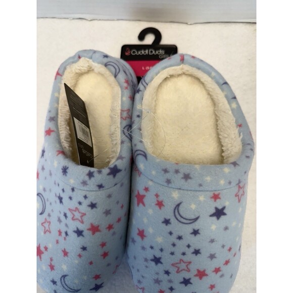 Cuddl Duds Girl's Printed Stars Fleece Clog Slippers Sz Lg 5-6 New - Picture 9 of 10